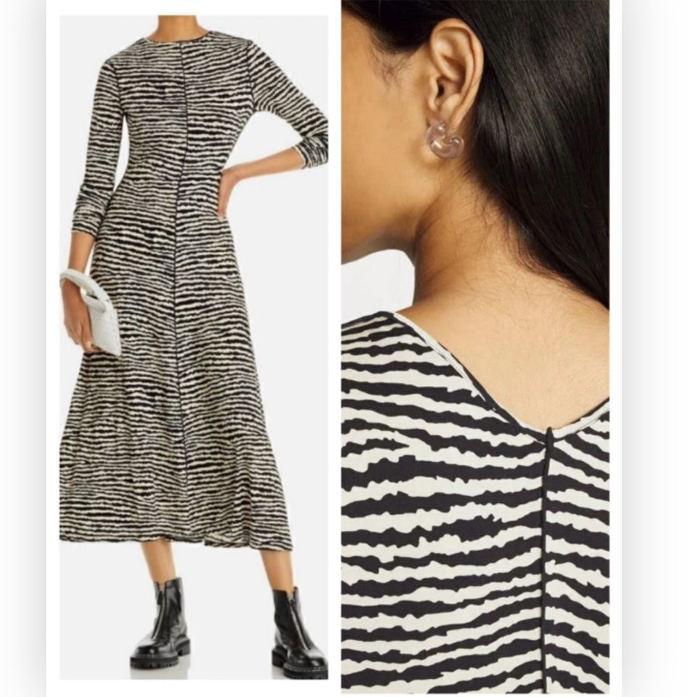 Proenza Schouler White Label Zig Zag Jersey Dress Black Ecru NWT XS $495